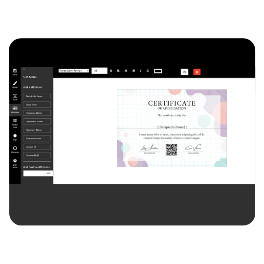 A Virtual Credentialing Platform with Unlimited Design Options