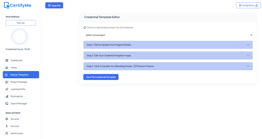 Design template page