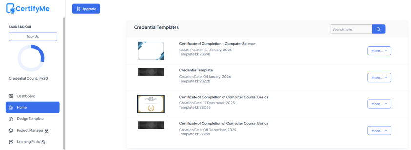 Upload CSV file with awardee’s details