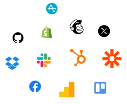 Illustration of apps connected to a digital credential platform