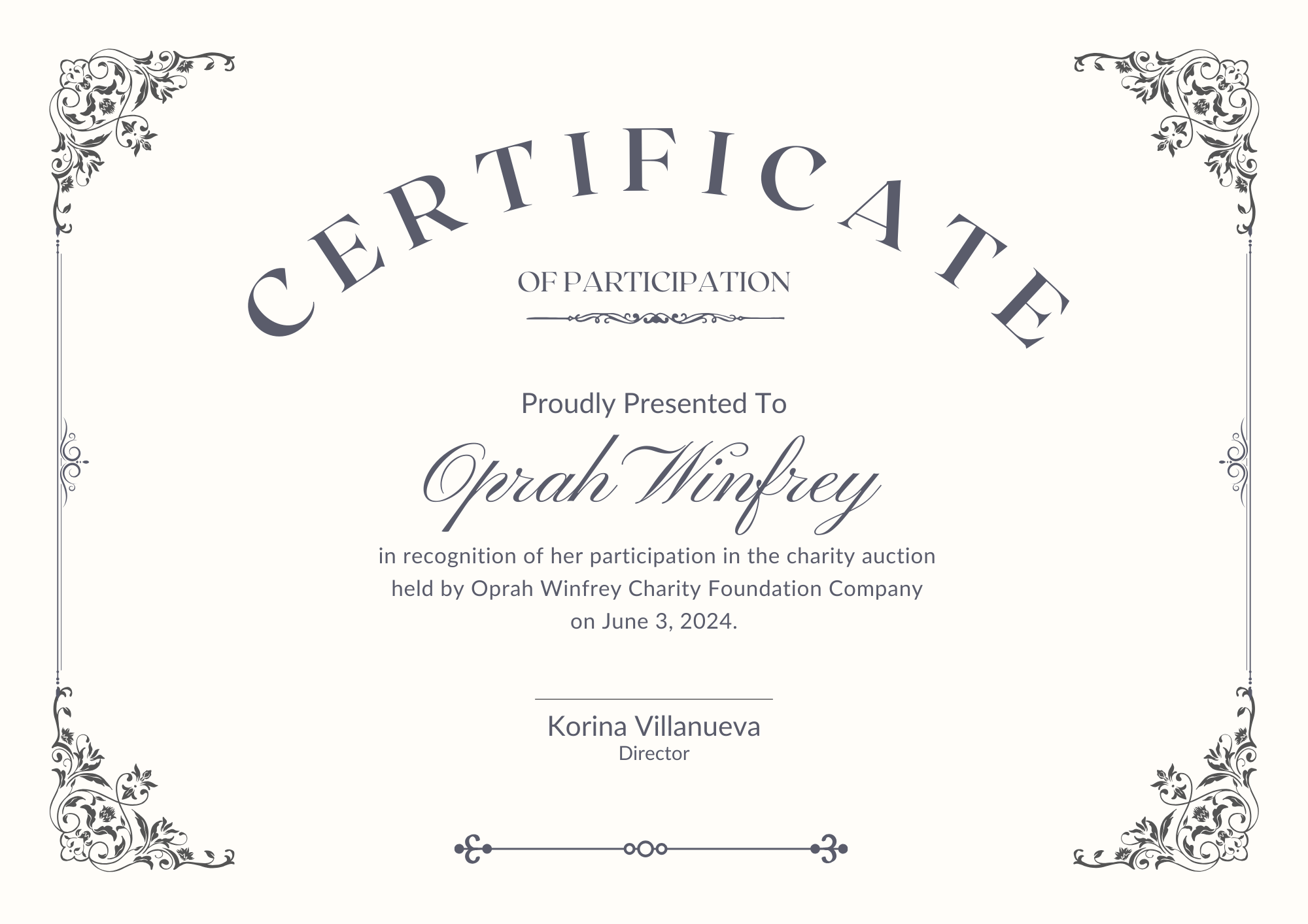Certificate of Participation Example