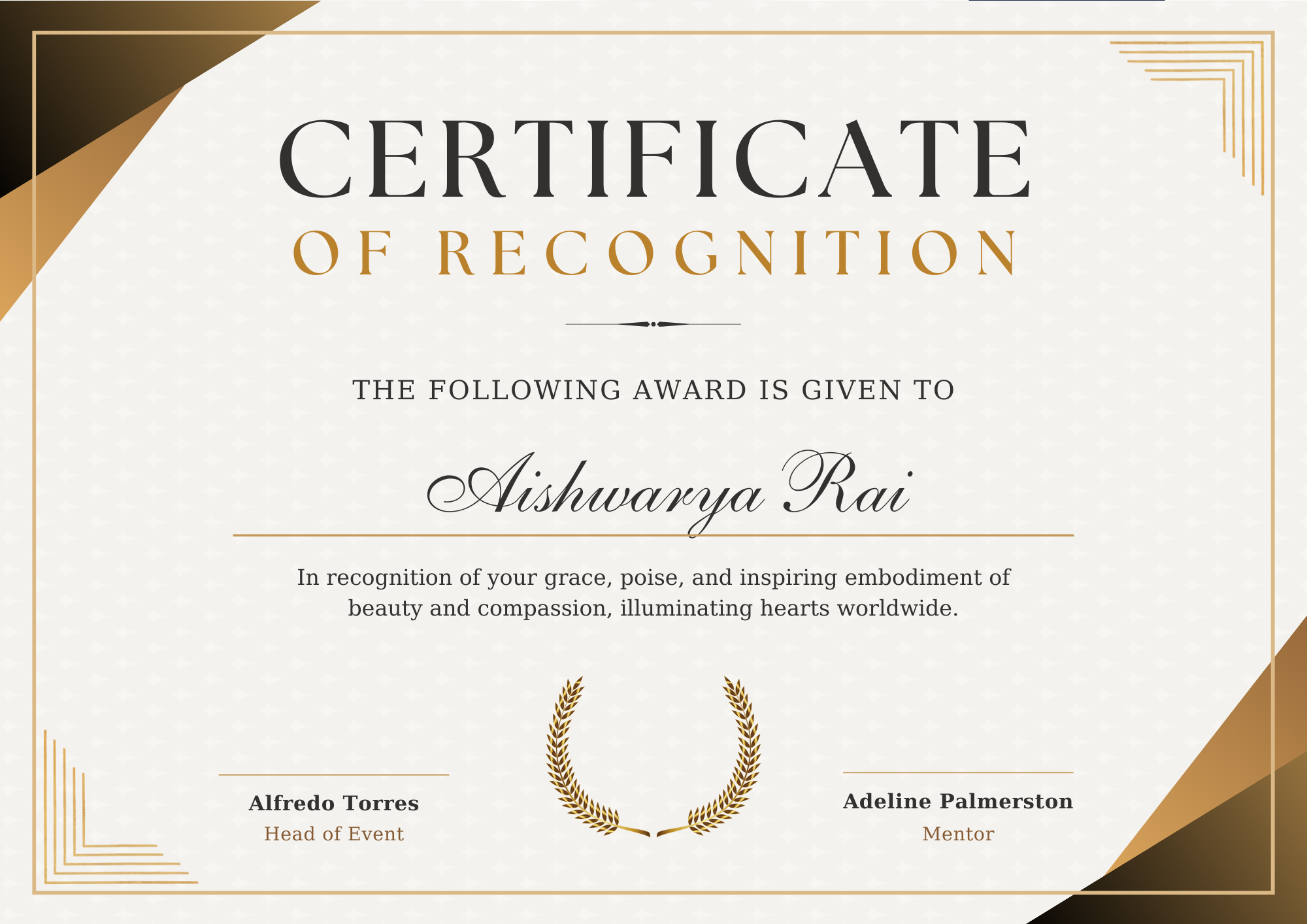 Certificate of Recognition Example